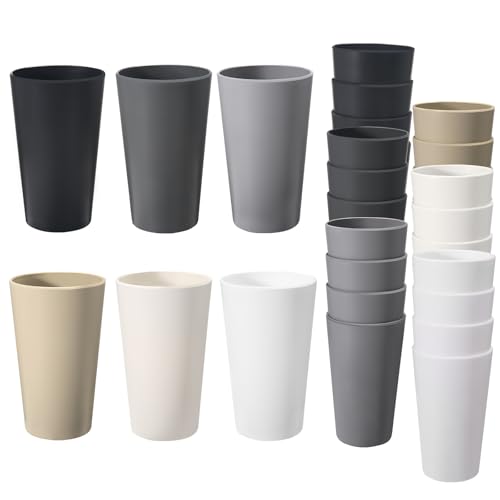 24 Pcs Unbreakable Plastic Cups Set. 20 oz Reusable Plastic Cups. Stackable Water Tumblers. Drinking Cup for Kitchen. Outdoor. BPA-free. Dishwasher Refrigerator and Microwave Safe (20 oz. 6 Colors)